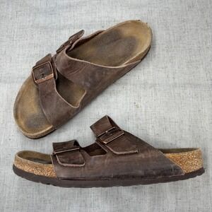 Birkenstock Arizona Brown Leather Suede Footbed Sandals EU Size 41 NARROW